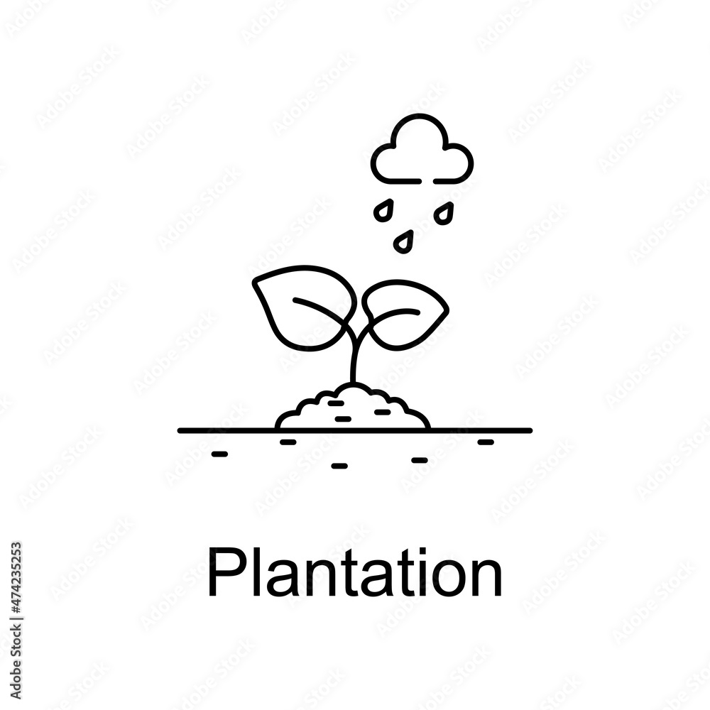 Poster plantation vector outline icon for web design isolated on white background