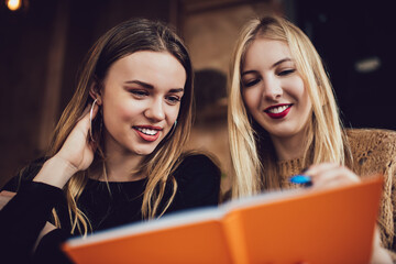 Cheerful women discussing new ideas