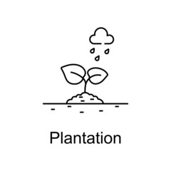Plantation vector outline icon for web design isolated on white background