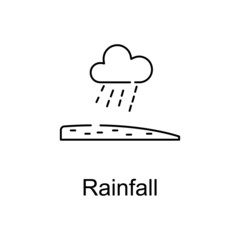 Rainfall vector outline icon for web design isolated on white background