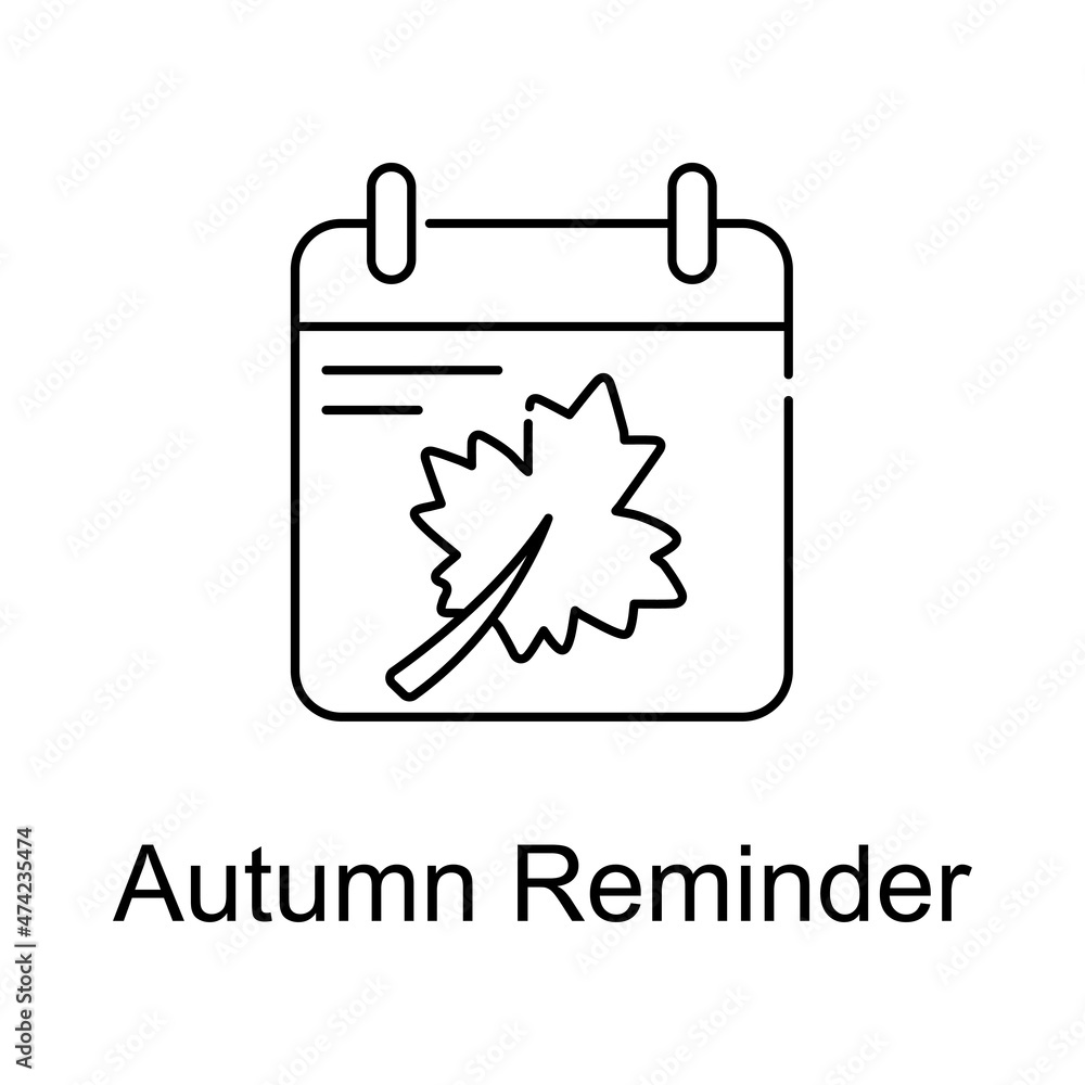 Poster autumn reminder vector outline icon for web design isolated on white background