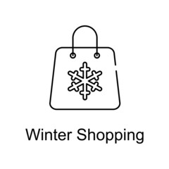 Winter Shopping vector outline icon for web design isolated on white background