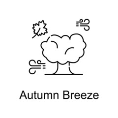Autumn Breeze vector outline icon for web design isolated on white background