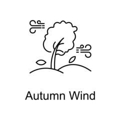 Autumn Wind vector outline icon for web design isolated on white background