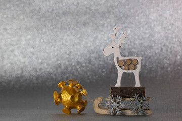 Golden coronavirus is pulling the sleigh.