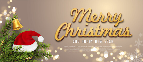 Merry christmas and happy new year banner on a faded color