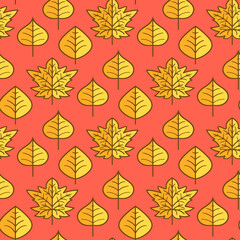 Abstract seamless pattern with autumn leaves