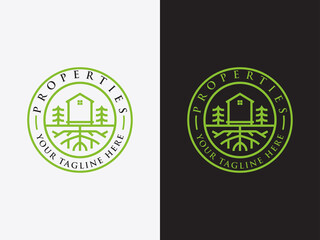 Template Abstract green city Home logo design concept