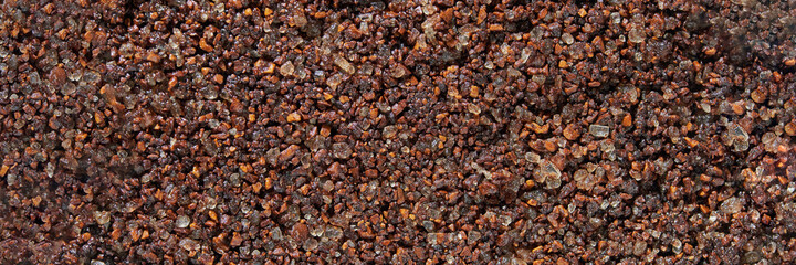 Face coffee scrub texture. Cream skincare cosmetic. Organic stroke. Feet oily cleanser smudge. Particles in gel. White background. Top view. Brown fluid treatment