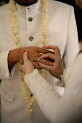 Obraz na płótnie Canvas Wedding rings symbol love family. A pair of simple wedding rings