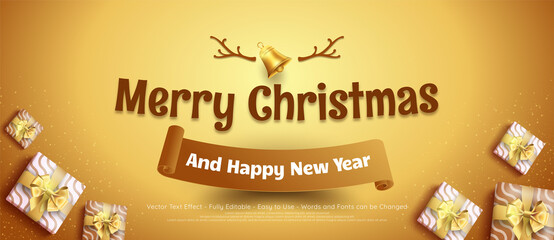 Merry christmas and happy new years with christmas decoration elements