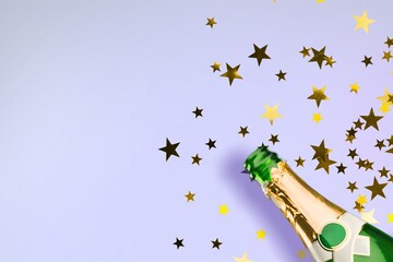 Champagne sparkling wine associated with celebration and regarded as symbol of luxury.