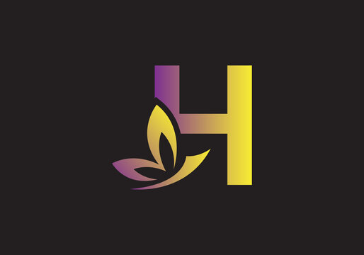 this is a creative letter H add butterfly icon design
