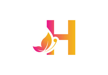 this is a creative letter H add butterfly icon design