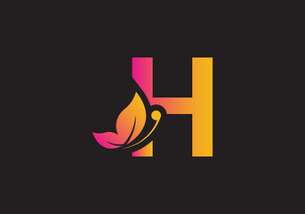 this is a creative letter H add butterfly icon design