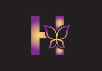 this is a creative letter H add butterfly icon design