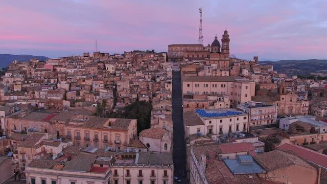 Aerial shot of the staircase of Santa Maria del Monte  in Caltagirone, Sicily