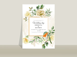 Wedding invitation card template yellow flowers theme