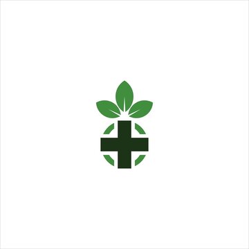 Plus vector logo leaf template