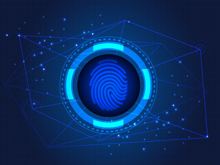 2d illustration finger print with background 