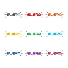 Alarm word icon isolated on white background, color set