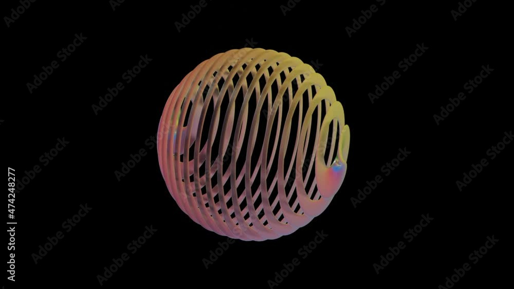 Poster a silvery metallic three-dimensional shape spirals and rotates against a black background. abstract 