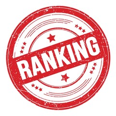 RANKING text on red round grungy stamp.