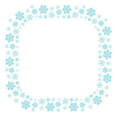Christmas snowflakes frame. Xmas border. Square winter snowflakes background with copy space for text.