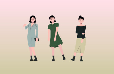 Obraz premium illustration of woman with various gesture