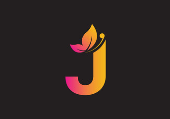 this is a creative letter J add butterfly icon design