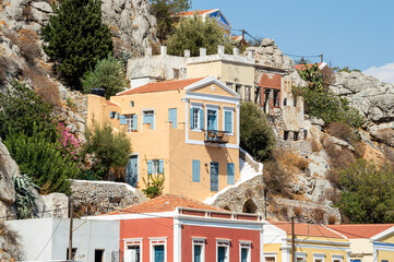 View of beautiful bay with colorful houses on the hillside of th