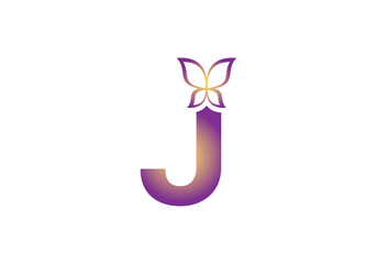 this is a creative letter J add butterfly icon design