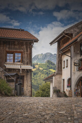 Obraz premium Gruyeres old town house and streets