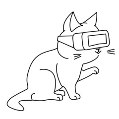 curious cat with vr glasses