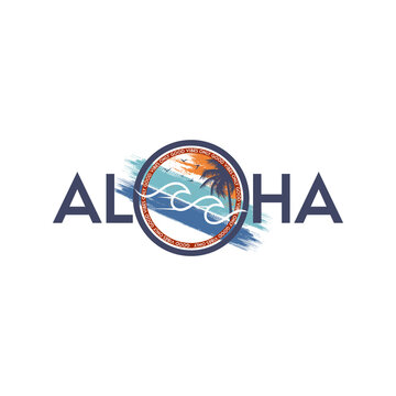 Vector Illustration On The Theme Of Aloha Beach, Sport Typography, T-shirt Graphics, Print, Poster, Banner, Flyer, Postcard