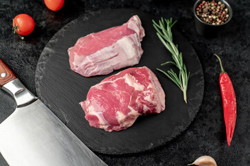 raw beef meat on stone background