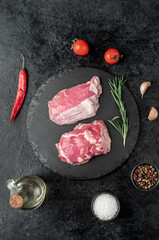 raw beef meat on stone background