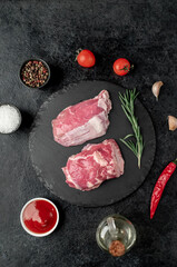 raw beef meat on stone background