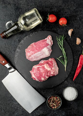 raw beef meat on stone background