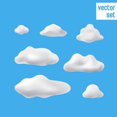 Cartoon 3D clouds vector set