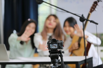 Fototapeta na wymiar student person learning classical music with online class live streaming media video, musical class