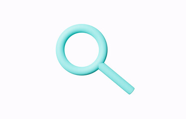 minimal cute Innovative illustration 3d rendering loupe icon search isolated. Creative banner illustration search for answer to question mark. modern design magnifying glass logo for Zoom Tool blue