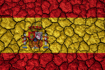 Spain flag pattern on the crack soil texture ,retro vintage style
