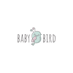 cute bird logo for baby care, baby shop logo design template
