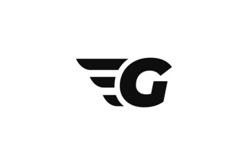 G Initial letter wings logo vector design