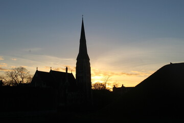 church at sunset