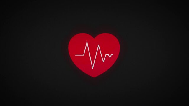 EKG heart Glitch Modern Animation On Black Background.Glitch Old Screen Display.