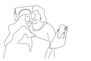 continuous line drawing of graduation students card concept congratulation  ,
linear style and Hand drawn Vector illustrations