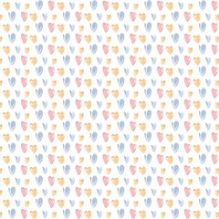 Watercolor seamless pattern with colorful hearts