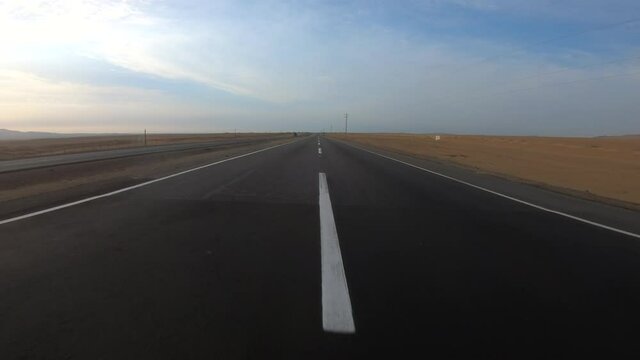 P.O.V. In a desert on the Panamericana road in Peru (POV Video footage)